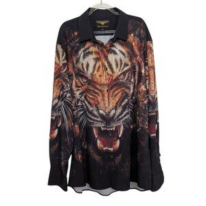 Premiere Tiger Roar Shirt Mens Size XXL Black Breaking Glass Stretch Long Sleeve